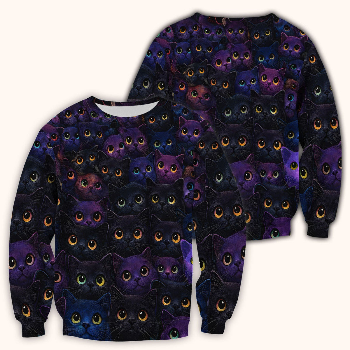 Cute Cat Eyes Pattern Scrub Top for Nurses, Breathable Fabrics Nursing Uniform