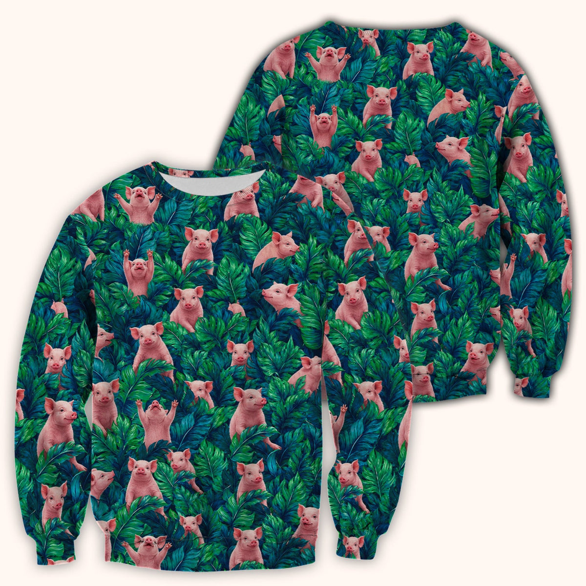 Piglet Jungle Leaves Nurse Scrub Top