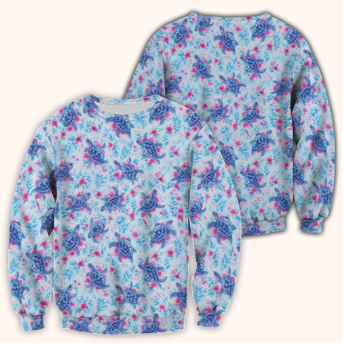 Sea Turtle Floral Nurse Scrub Top