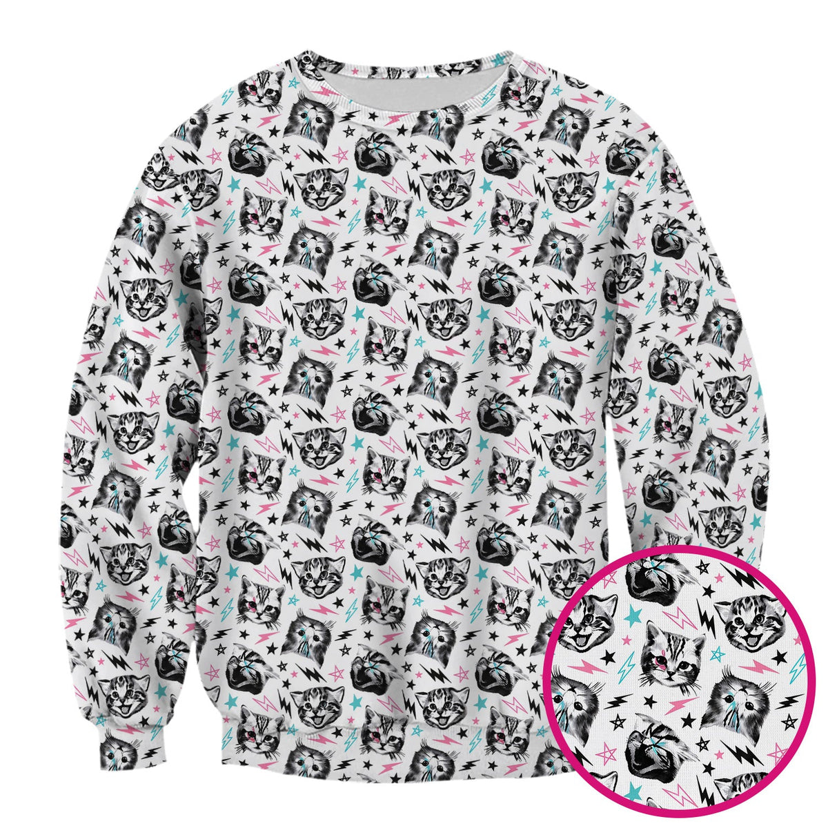 Cat Faces Lightning Nurse Scrub Top