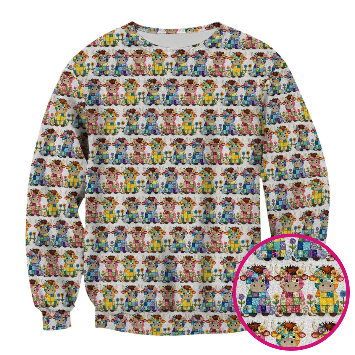 Cute Patchwork Cow With Flowers Pattern Scrubs Top, Comfortable Scrubs for Nurses