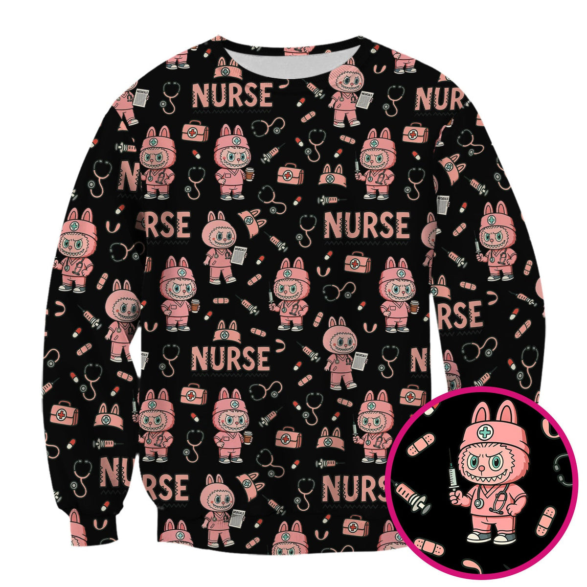 Bunny Cartoon Nurse Scrub Top