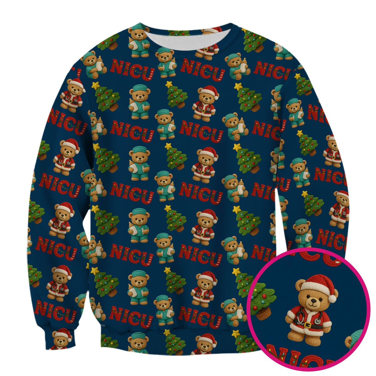 NICU Nurse Teddy Bear Scrub Top - Christmas Gift