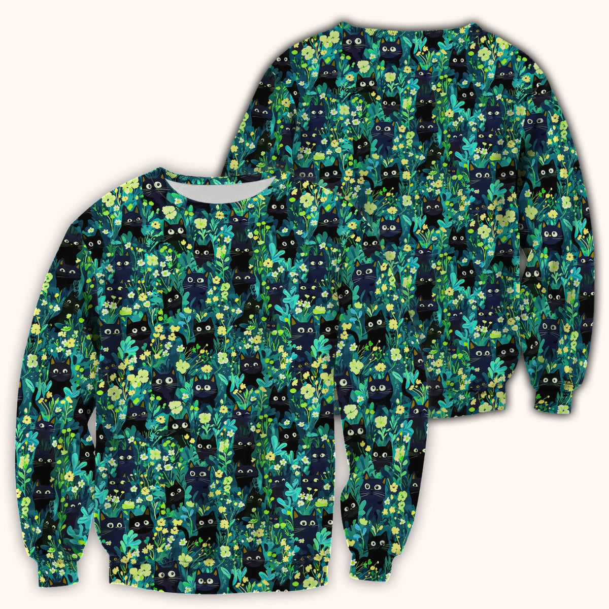 Black Cat Floral Nurse Scrub Top