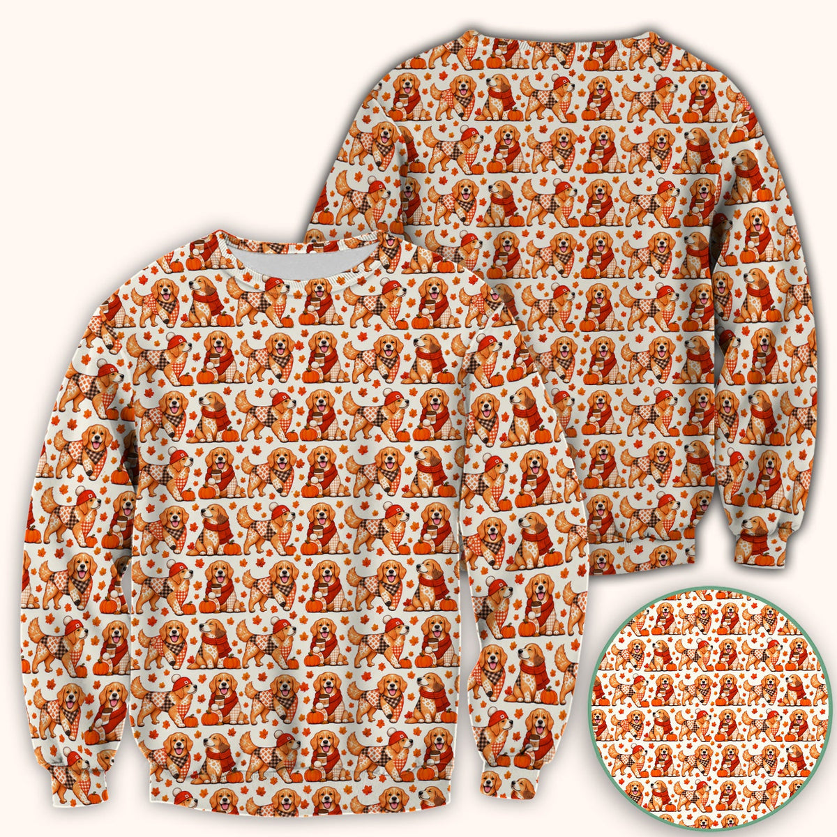 Fall Golden Retriever Pumpkin Nurse Scrub Top