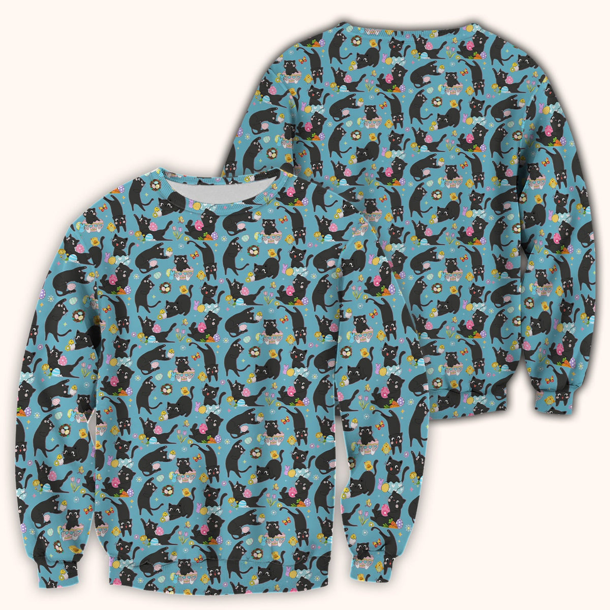 Black Cat Easter Egg Nurse Scrub Top