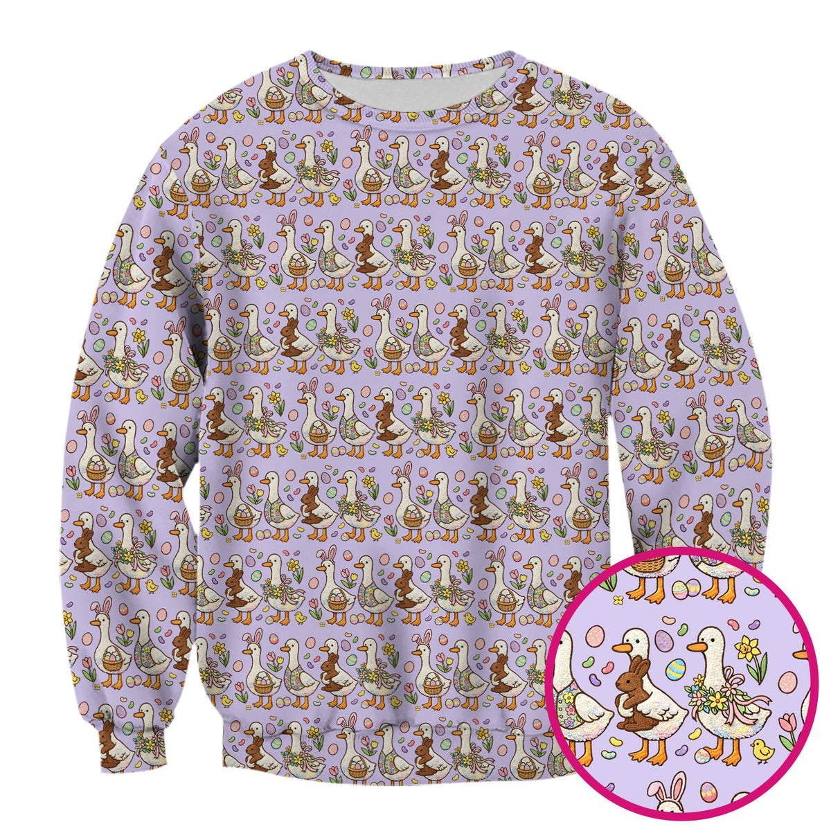Duck Bunny Egg Floral Nurse Scrub Top - Easter Gift