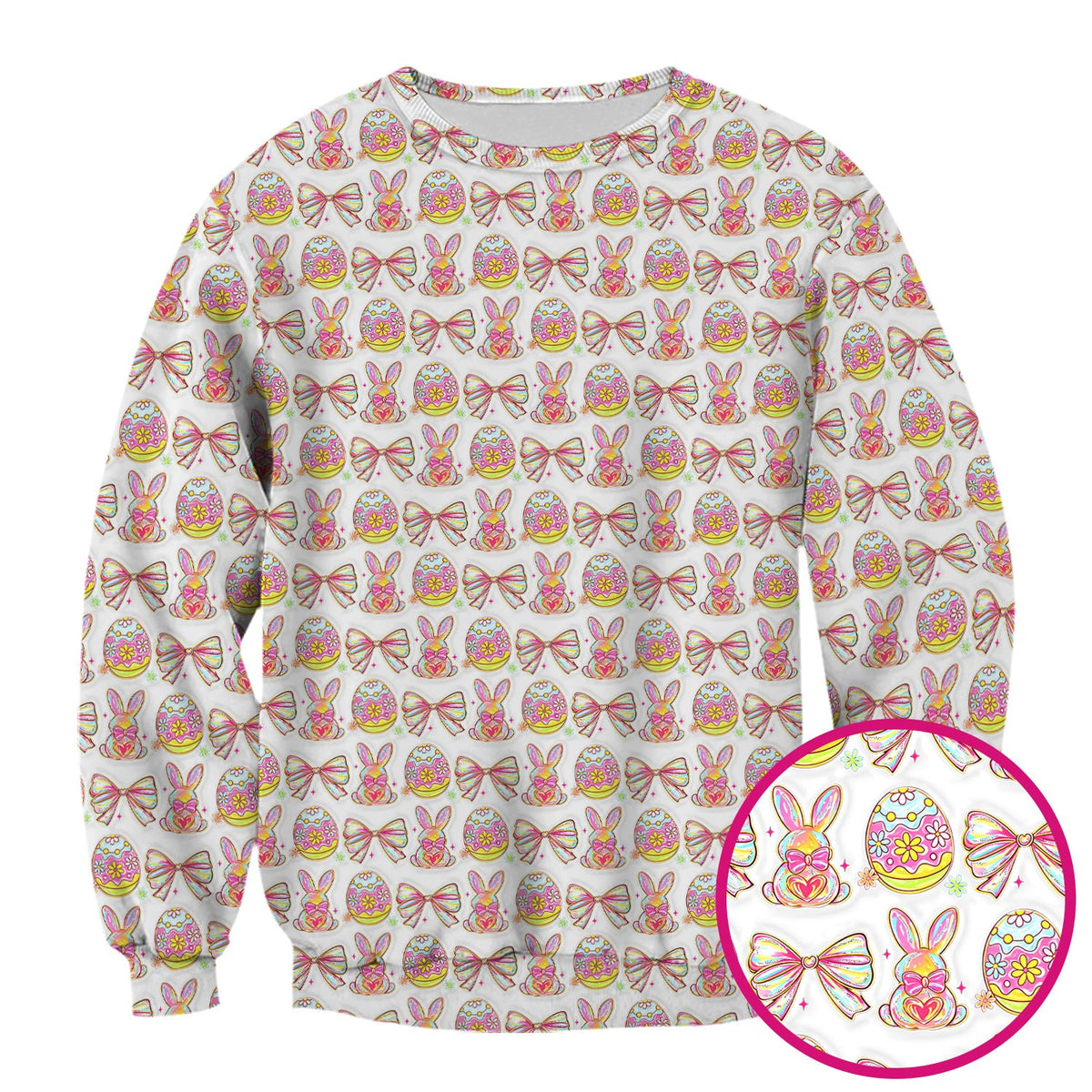 Bunny Pastel Egg Bow Nurse Scrub Top - Easter Gift