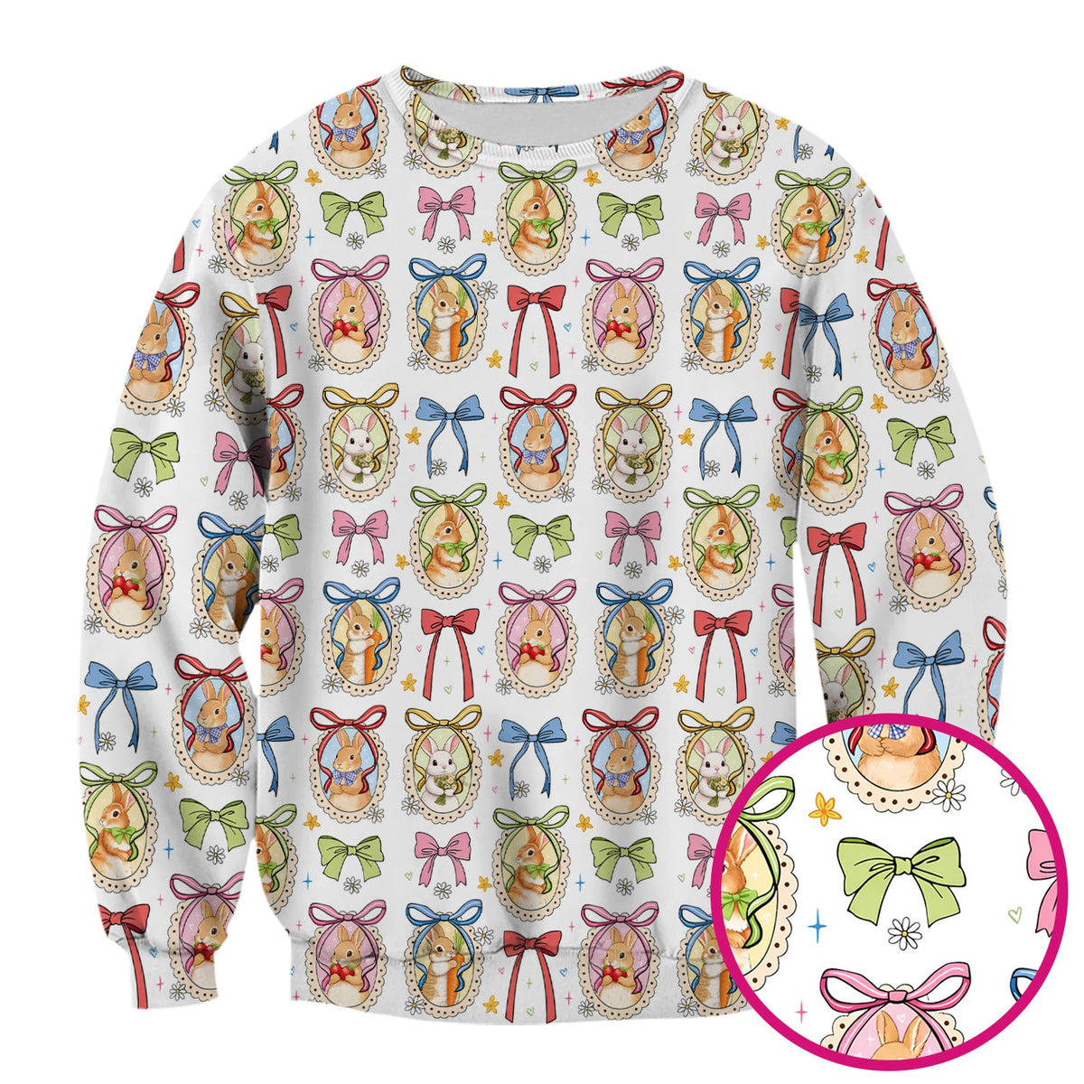 Bunny Cameo Bow Nurse Scrub Top - Easter Gift