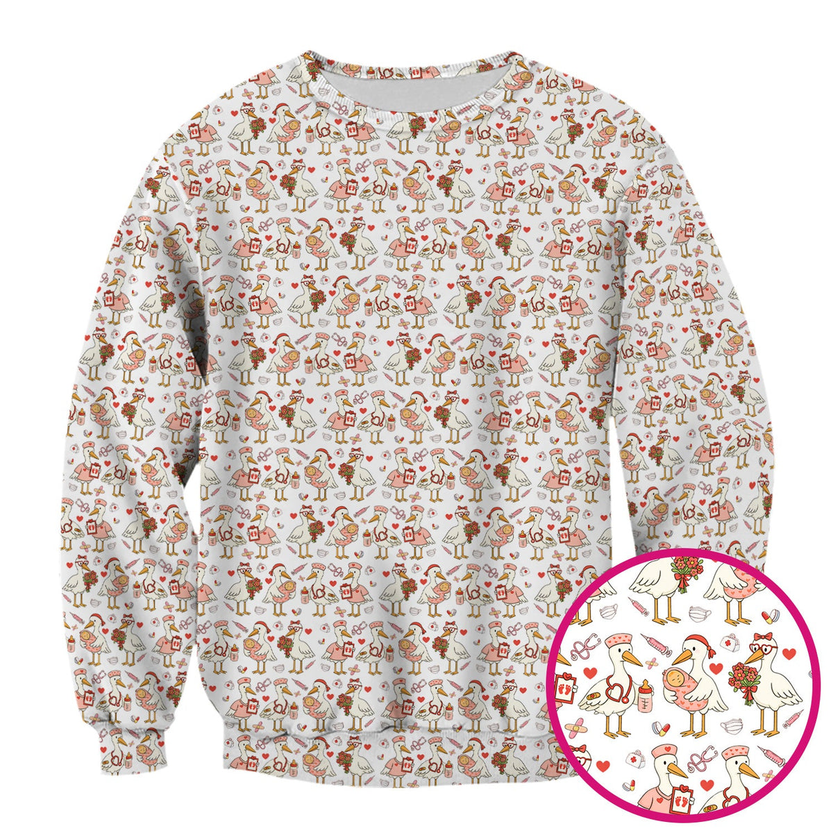 Valentine Goose Nurse Scrub Top