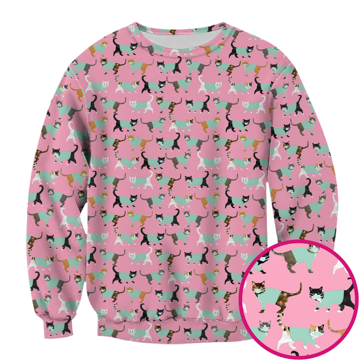 Playful Cat Nurse All Over Print Scrub Top, Comfortable Scrubs for Nurses