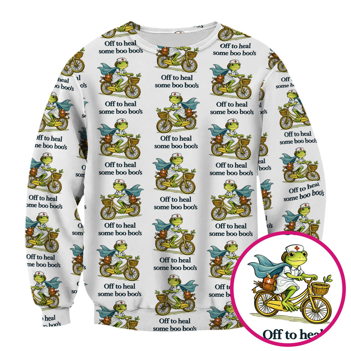 Frog Cycling Nurse Scrub Top