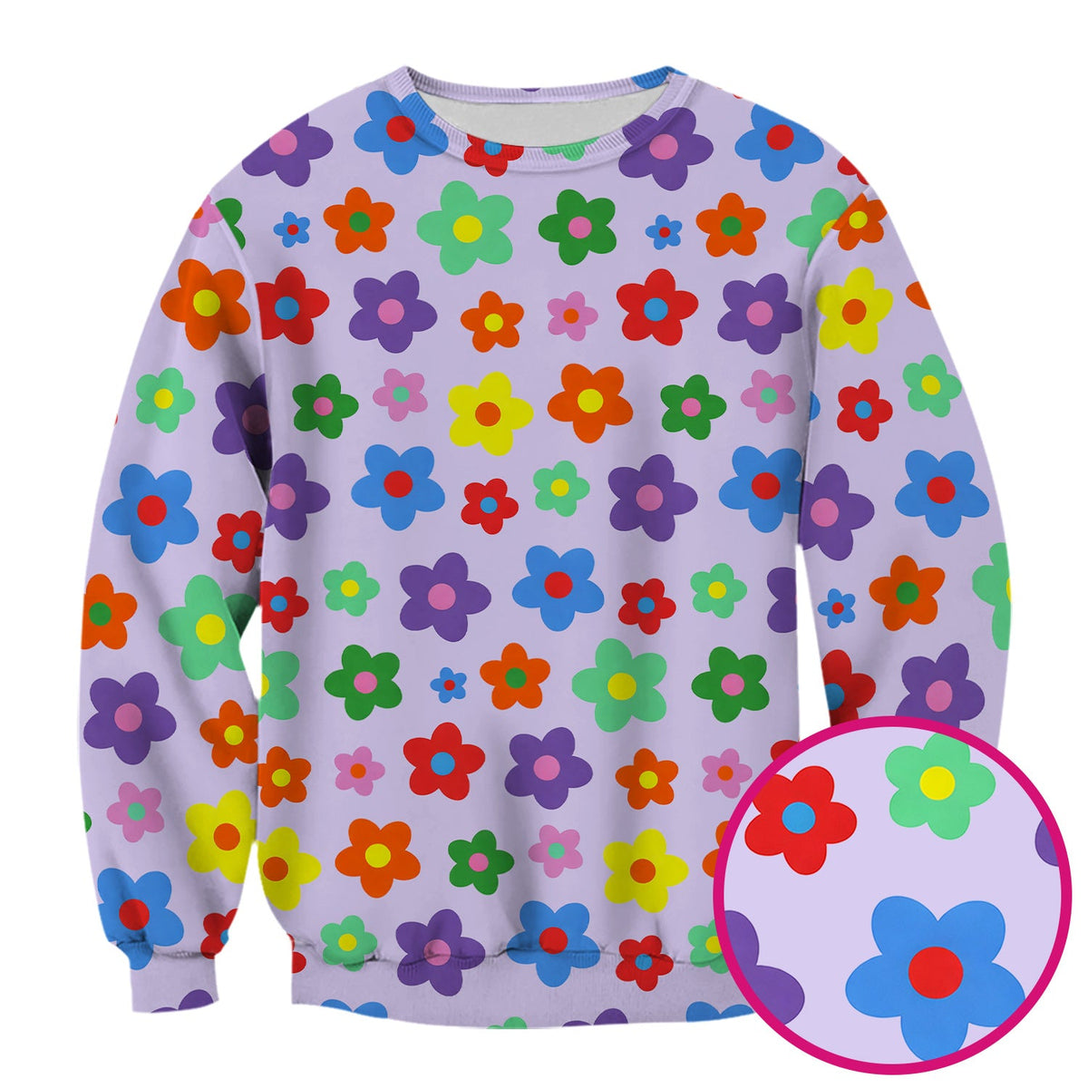 Colorful Retro Flower Nurse Scrub Top