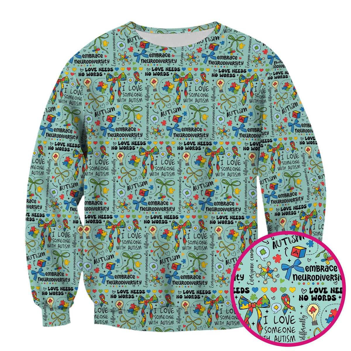 Autism Awareness Puzzle Ribbon Pastel Nurse Scrub Top