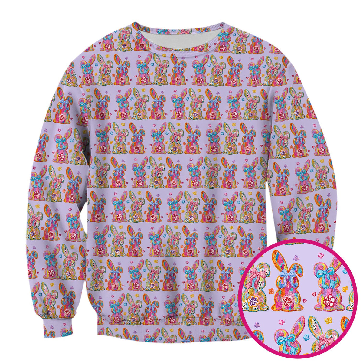 Cute Pastel Bunny Floral Pattern Scrub Top, Comfortable Scrubs for Nurses, Easter