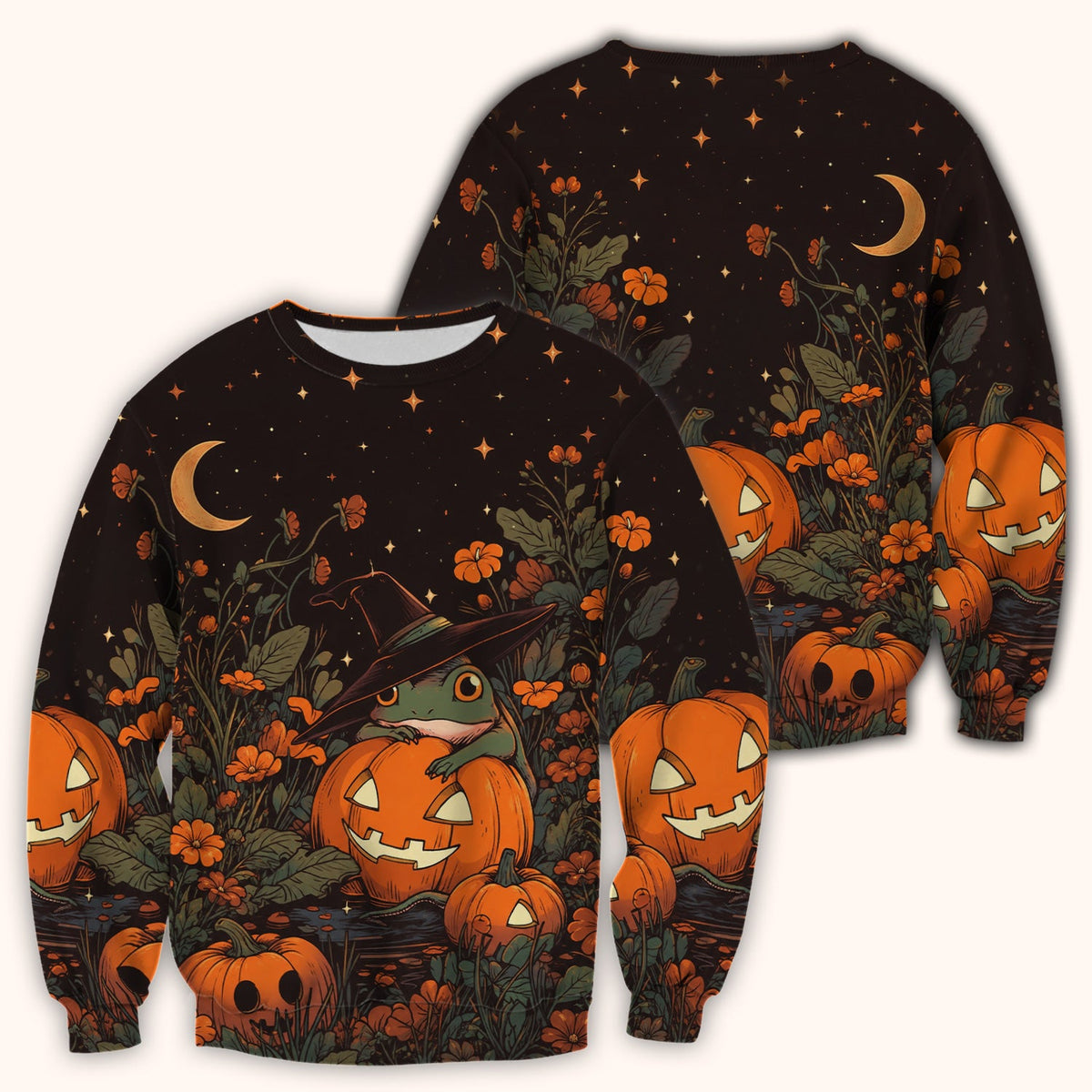 Pumpkin and Frog Nurse Scrub Top - Halloween Gift