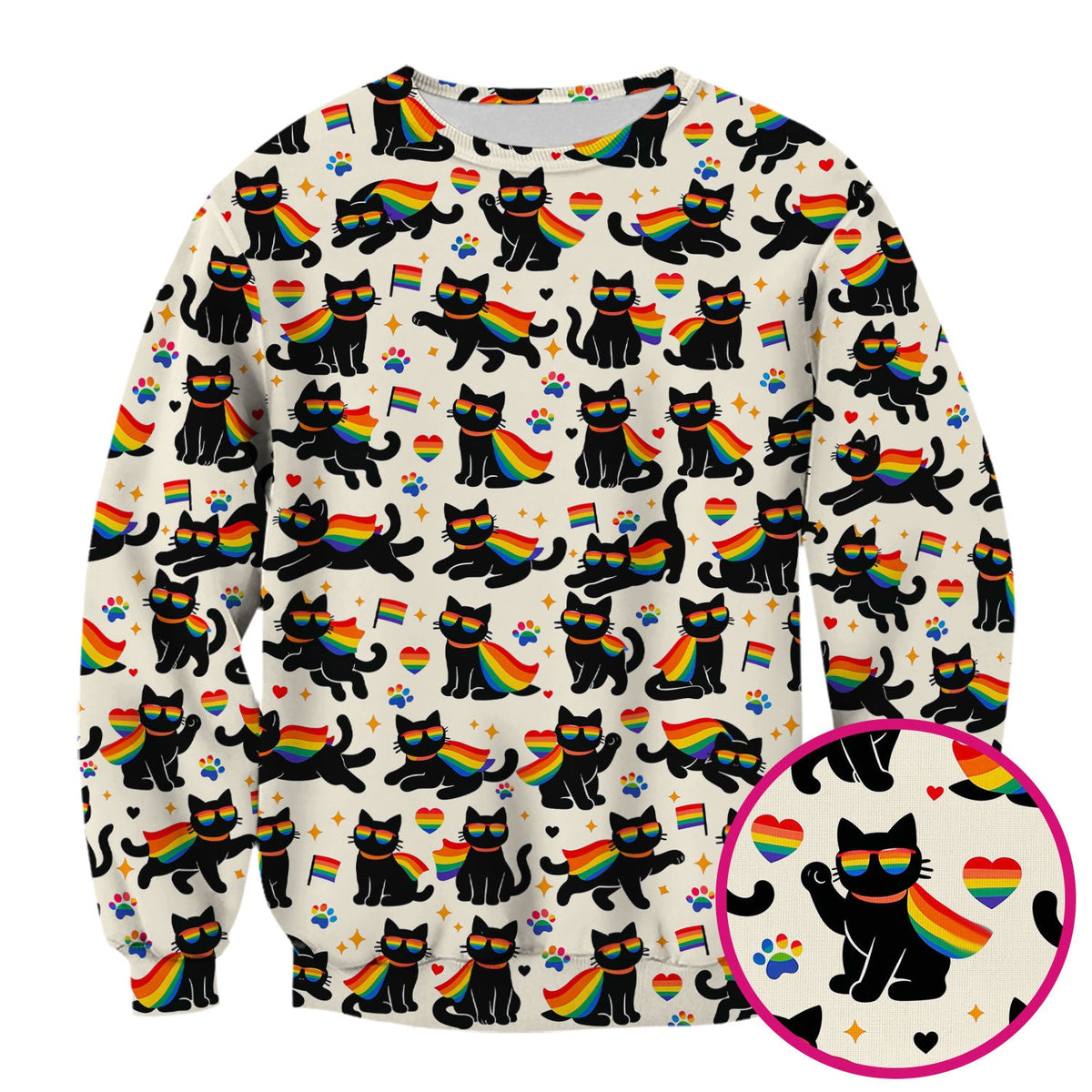 Rainbow Black Cat Pride Nurse Scrub Top