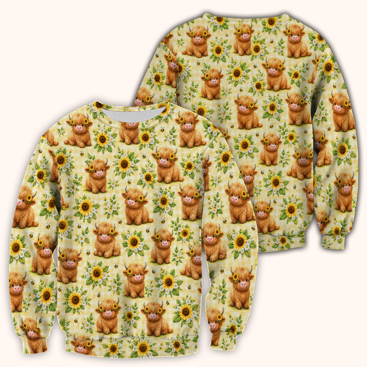 Sunflower Highland Cow Bee Nurse Scrub Top