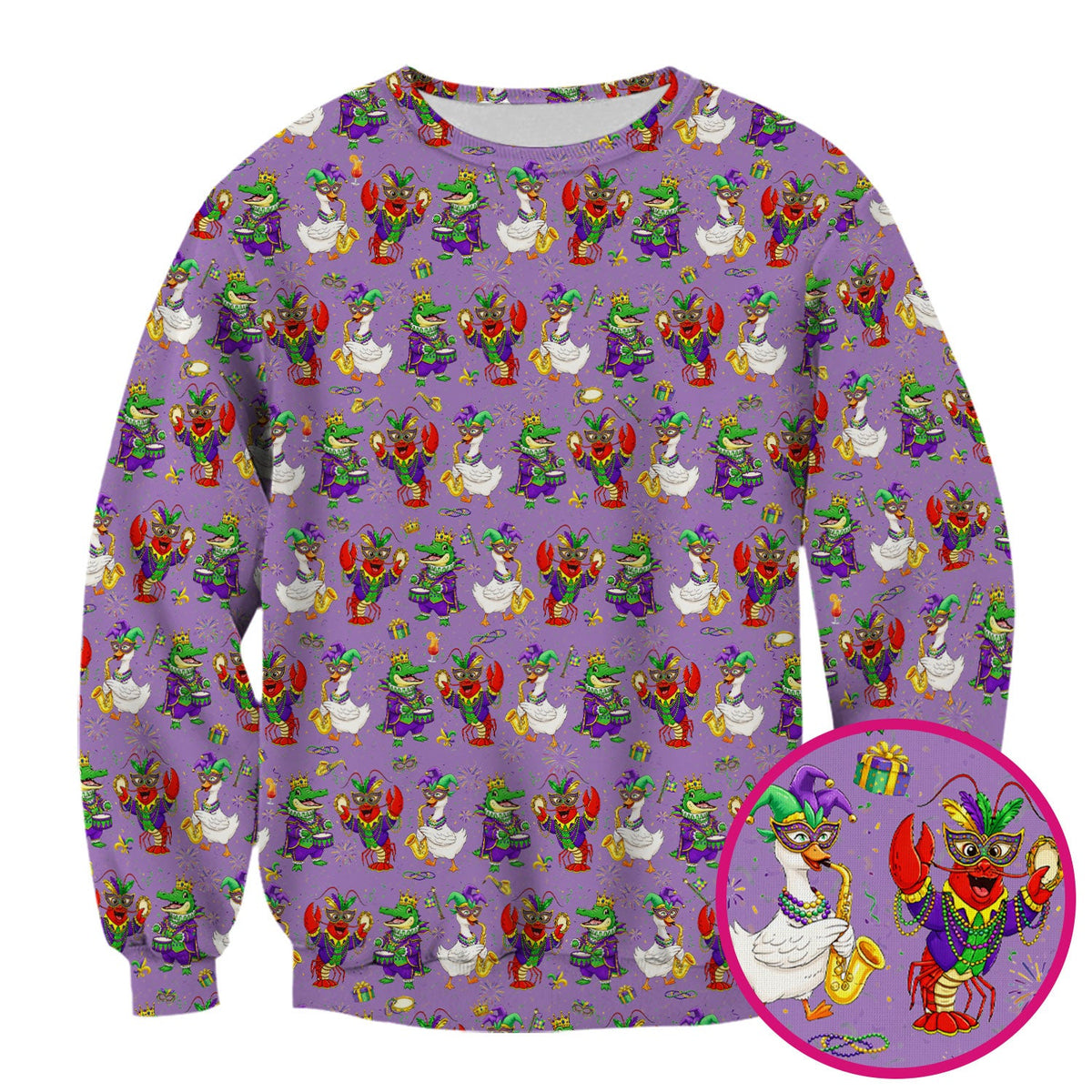 Crawfish Duck Mardi Gras Nurse Scrub Top