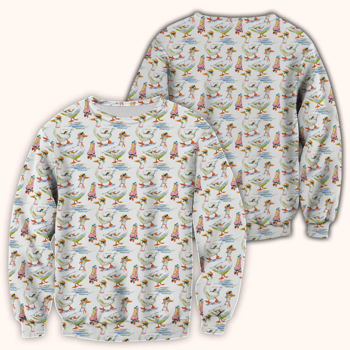 Roller Skating Goose Nurse Scrub Top