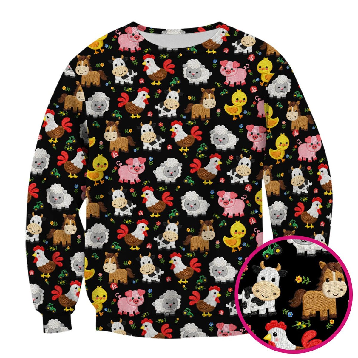 Cartoon Farm Animal Nurse Scrub Top