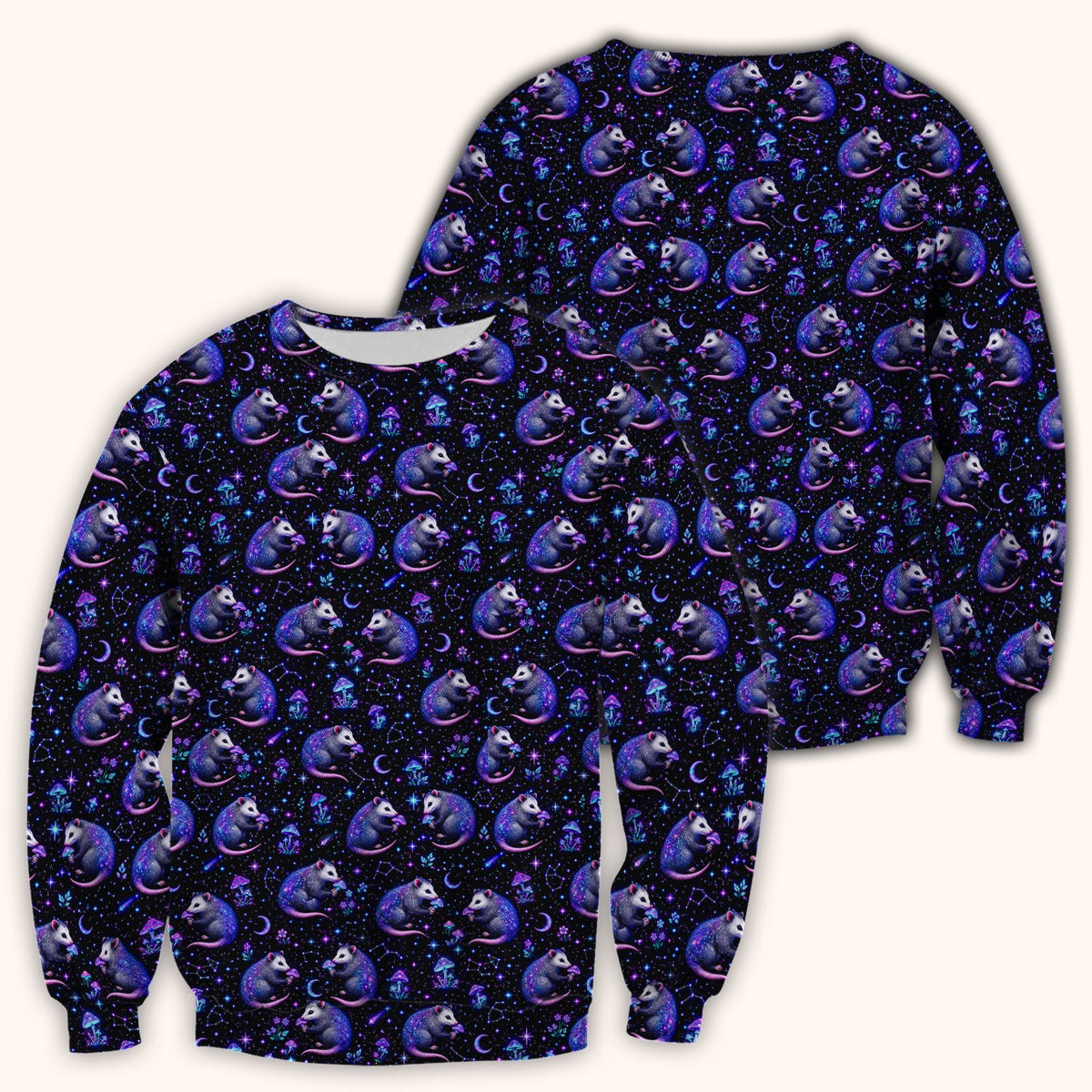 Celestial Purple Opossum Mushroom Nurse Scrub Top