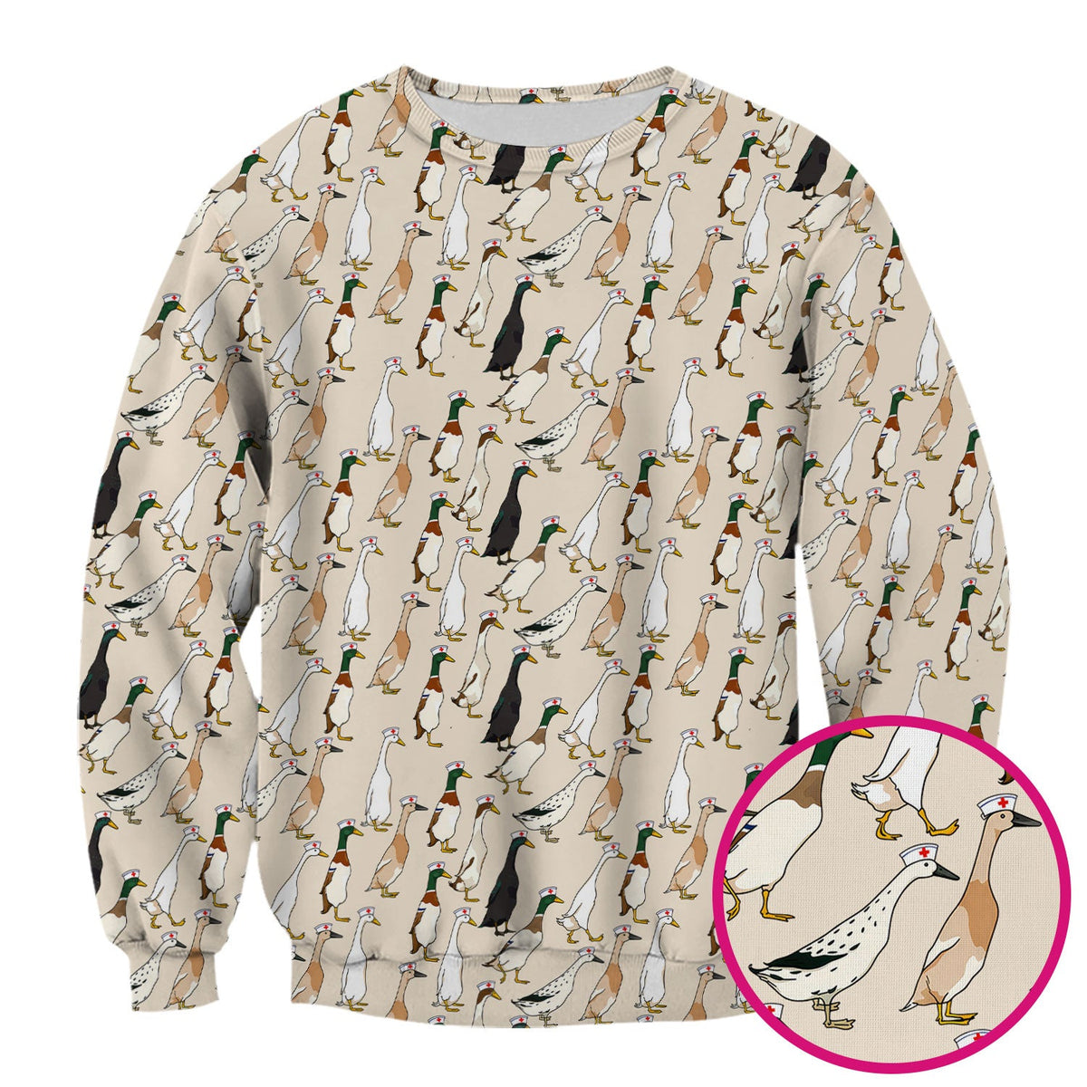 Duck Pattern Nurse Scrub Top