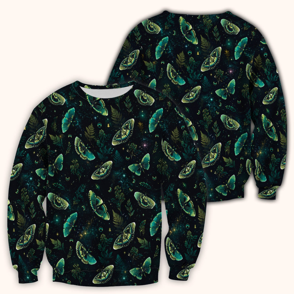 Mystical Moonlight Butterfly Garden Nurse Scrub Top II