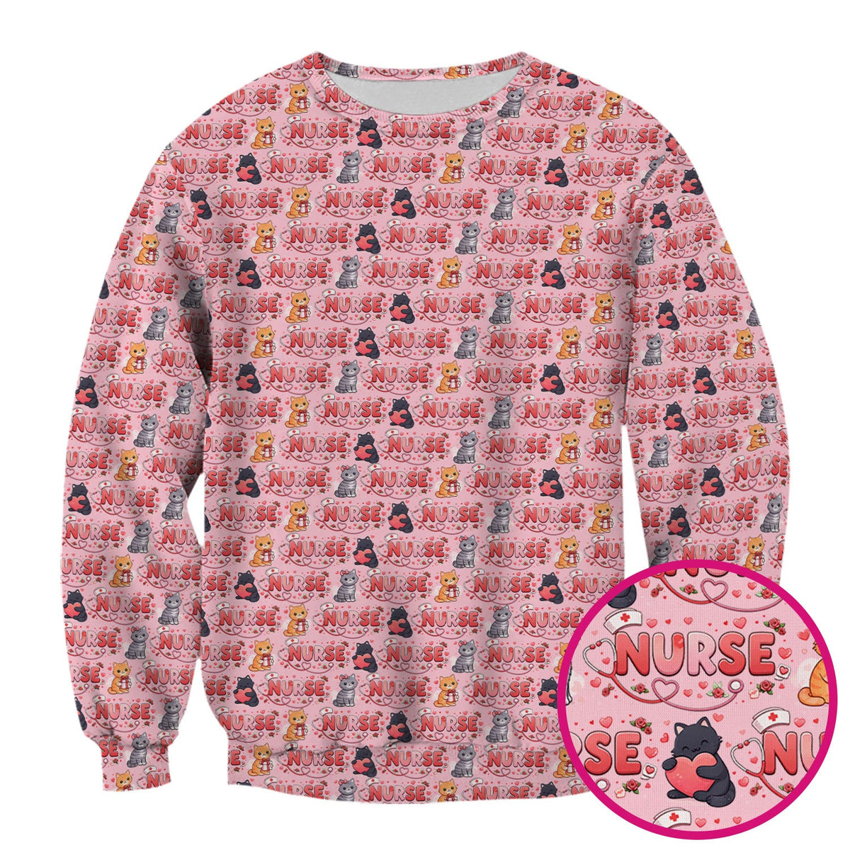 Cat Heart Nurse Scrub Top - Valentines Day Gift