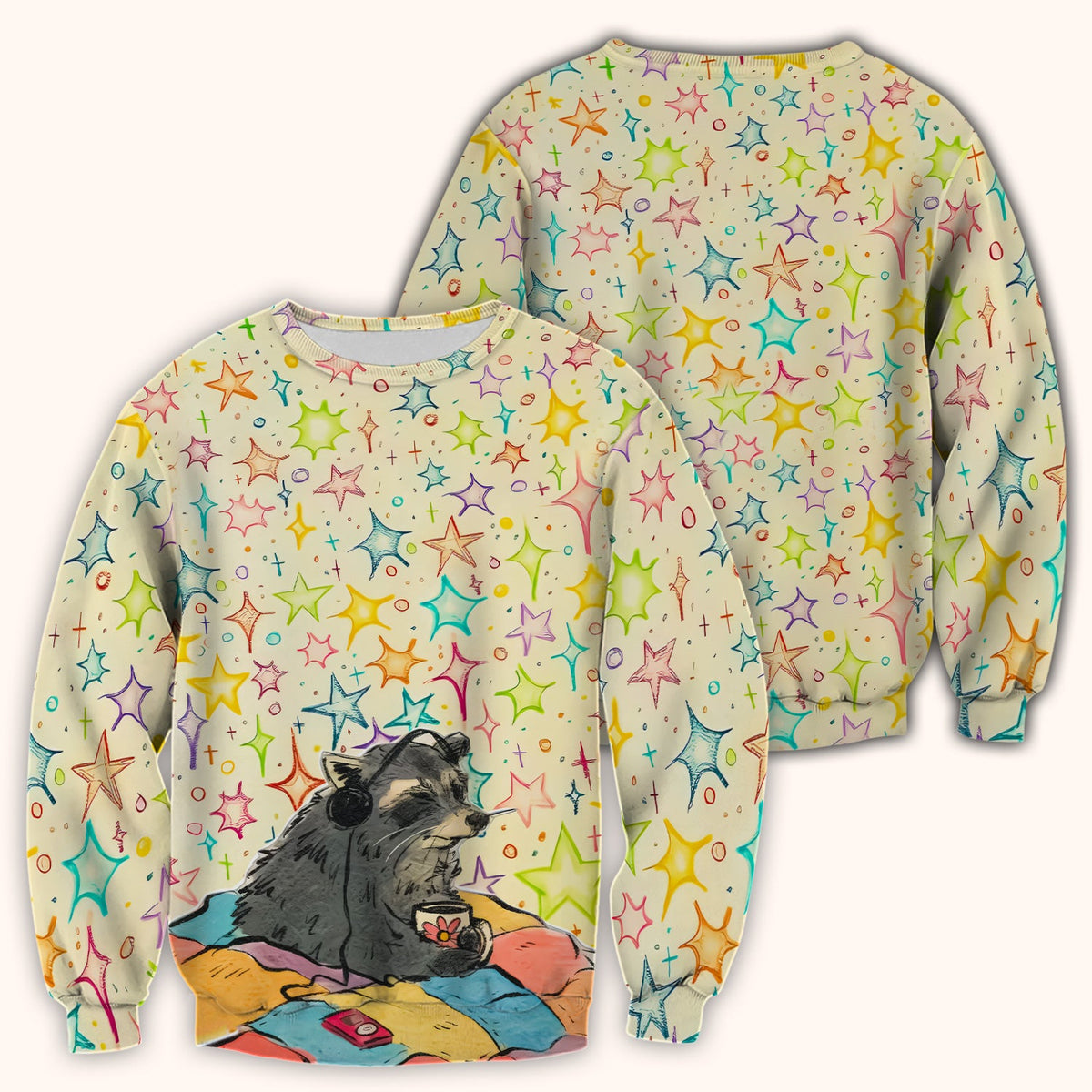 Chill Raccoon Starry Music Nurse Scrub Top