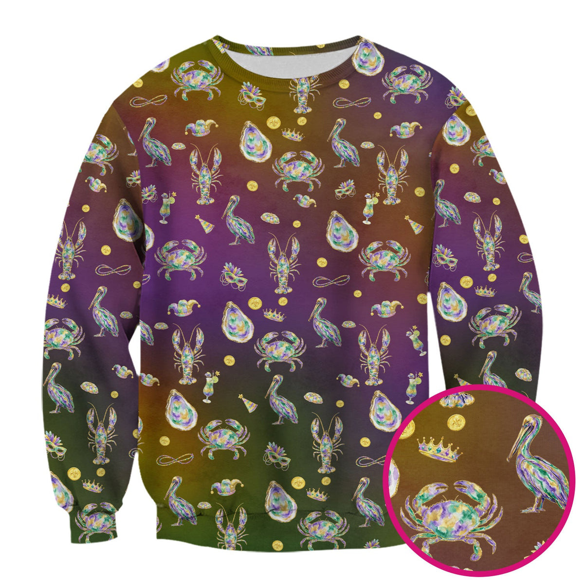 Mardi Gras Seafood Nurse Scrub Top