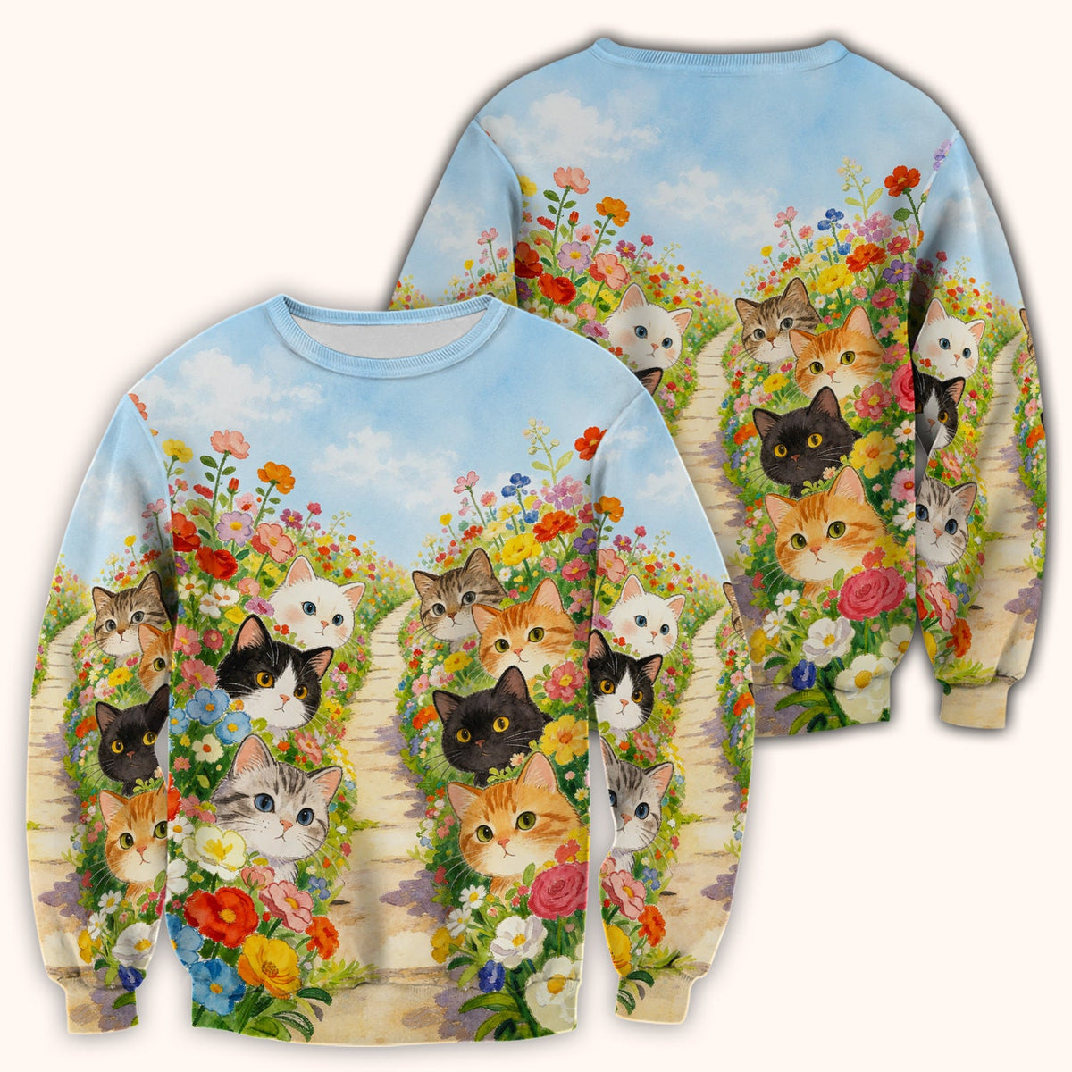 Garden Cats Flower Path Nurse Scrub Top