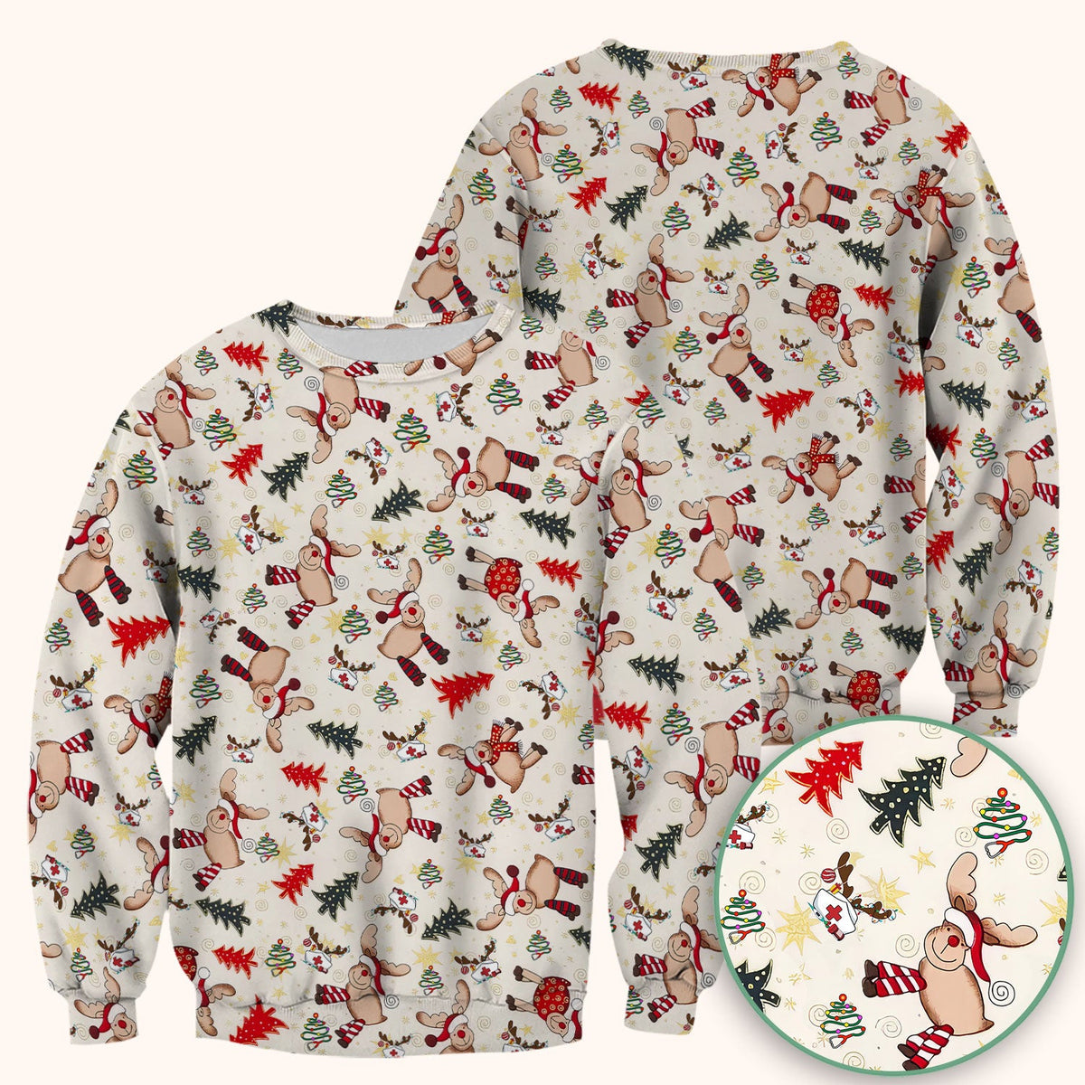 Reindeer Nurse Scrub Top - Christmas Gift