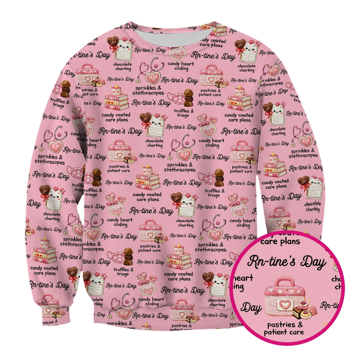 RN Sweets Valentine Stethoscope Nurse Scrub Top