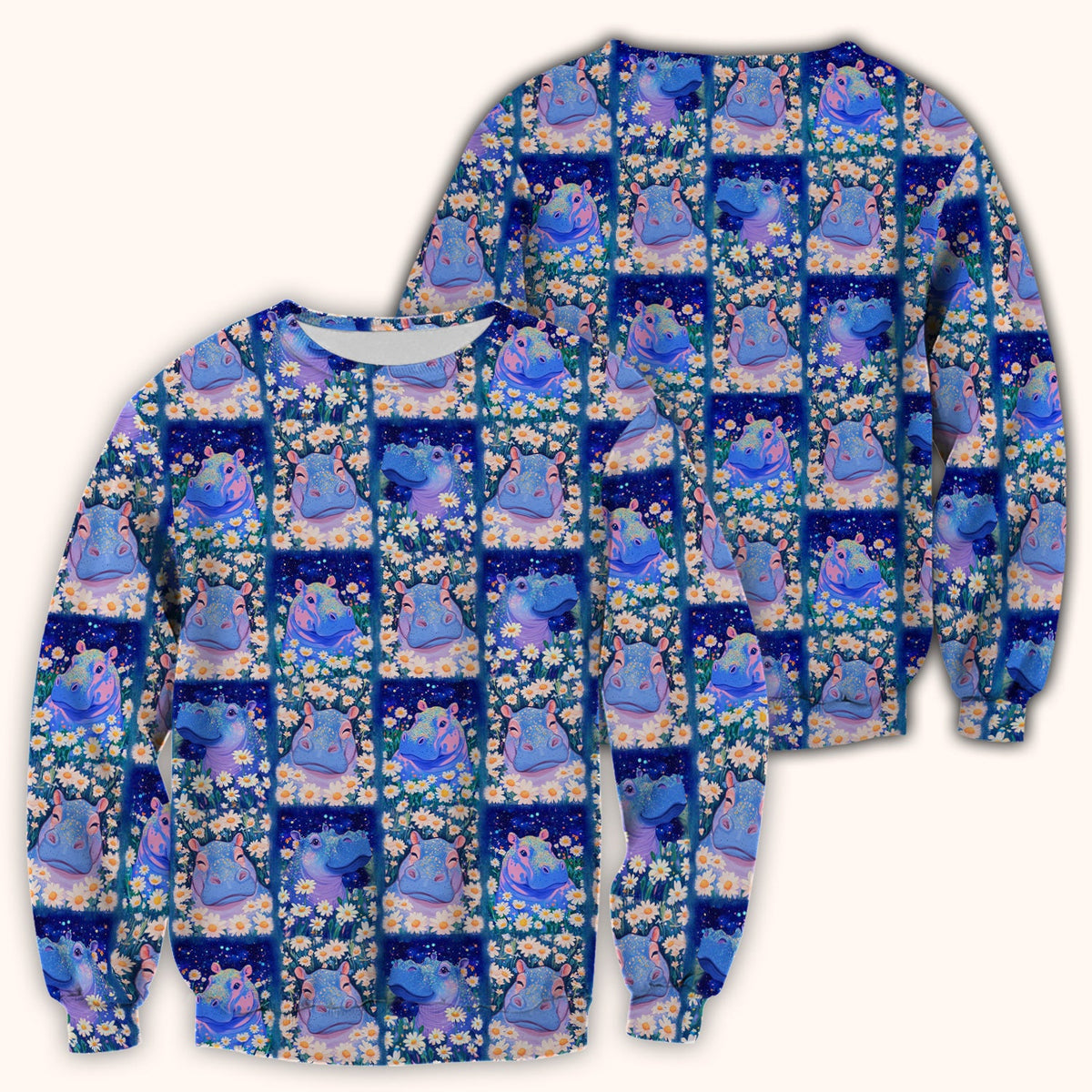 Hippo Daisy Patchwork Nurse Scrub Top