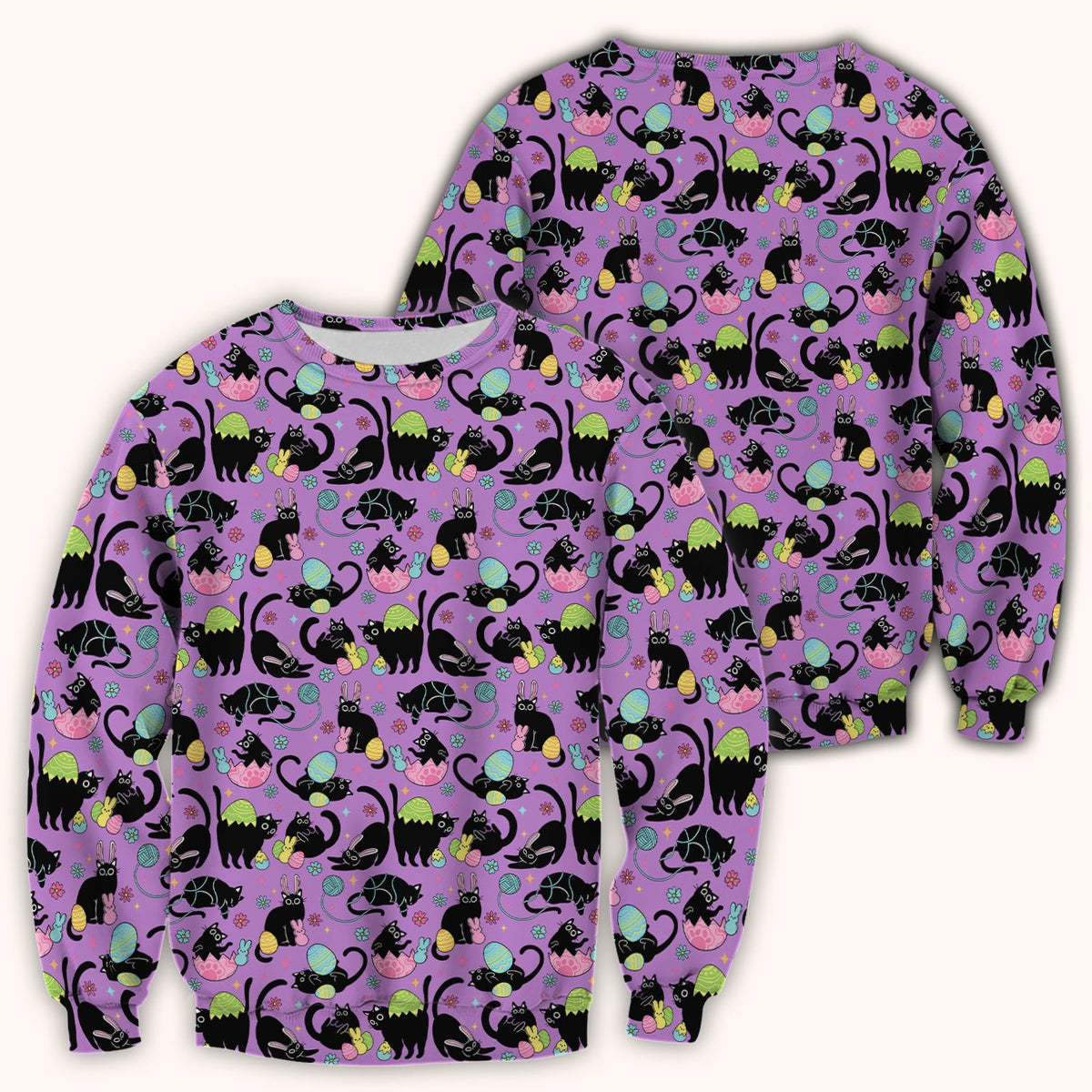 Black Cat Egg Nurse Scrub Top - Easter Gift