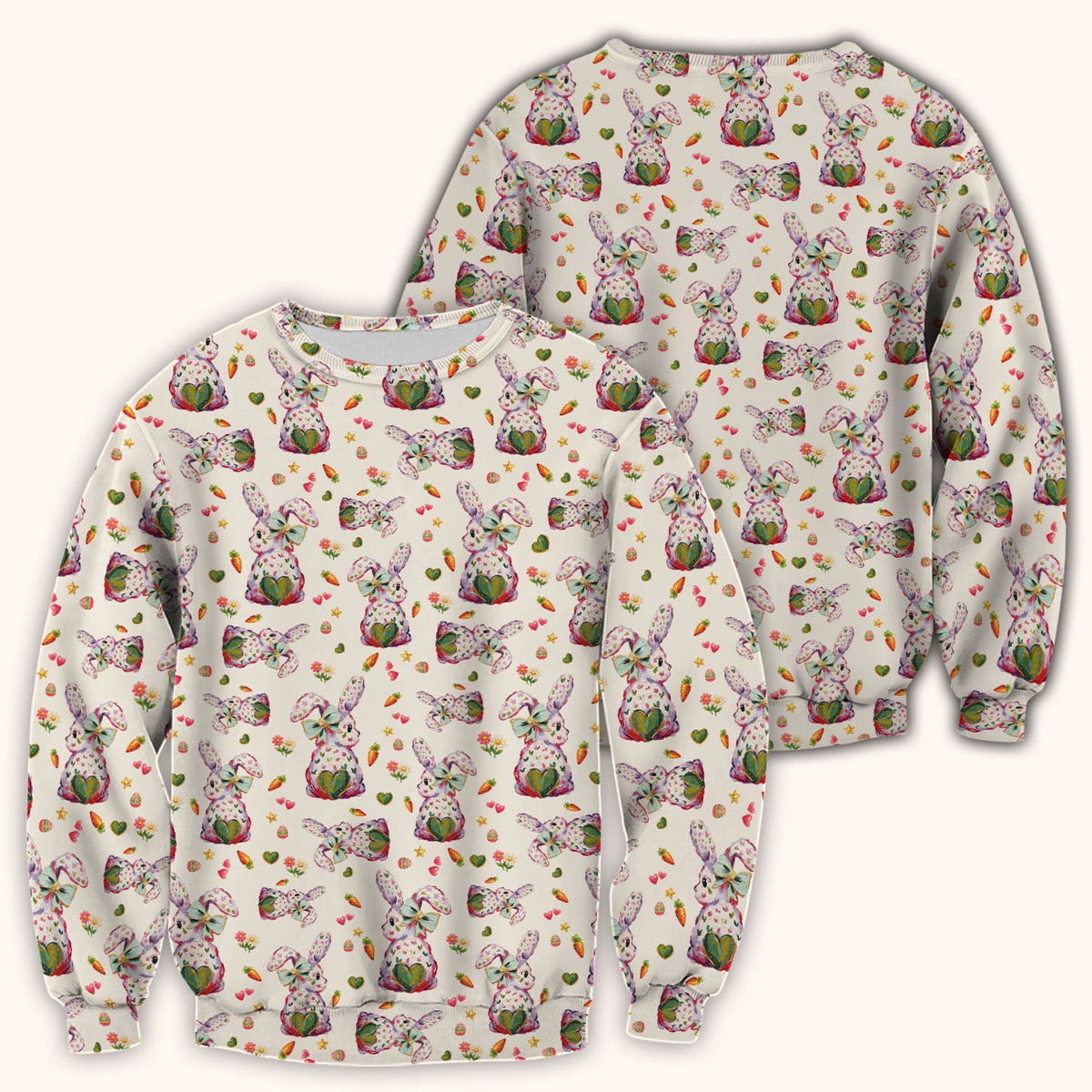 Pastel Bunny Easter Nurse Scrub Top