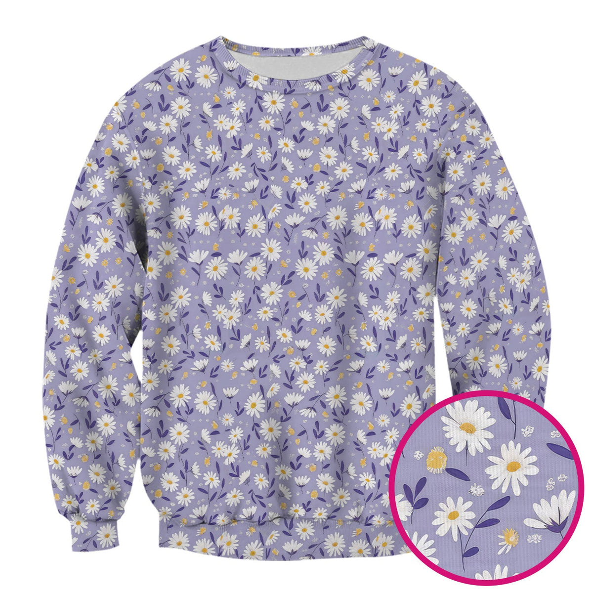 Cute Purple Daisy Botanical Print Scrub Top, Comfortable Scrubs For Nurses