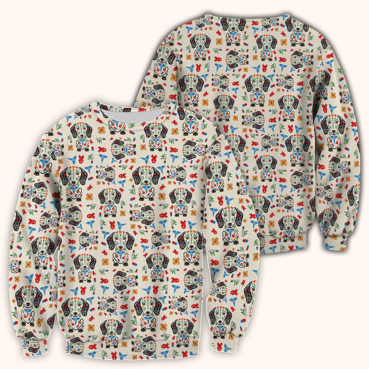 Dachshund Medical Icon Nurse Scrub Top