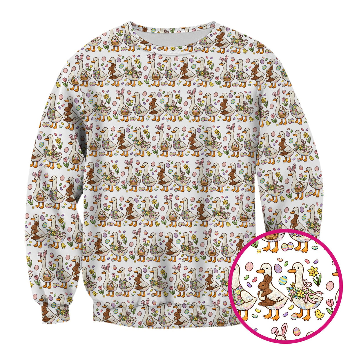 Duck Bunny Egg Floral Nurse Scrub Top - Easter Gift