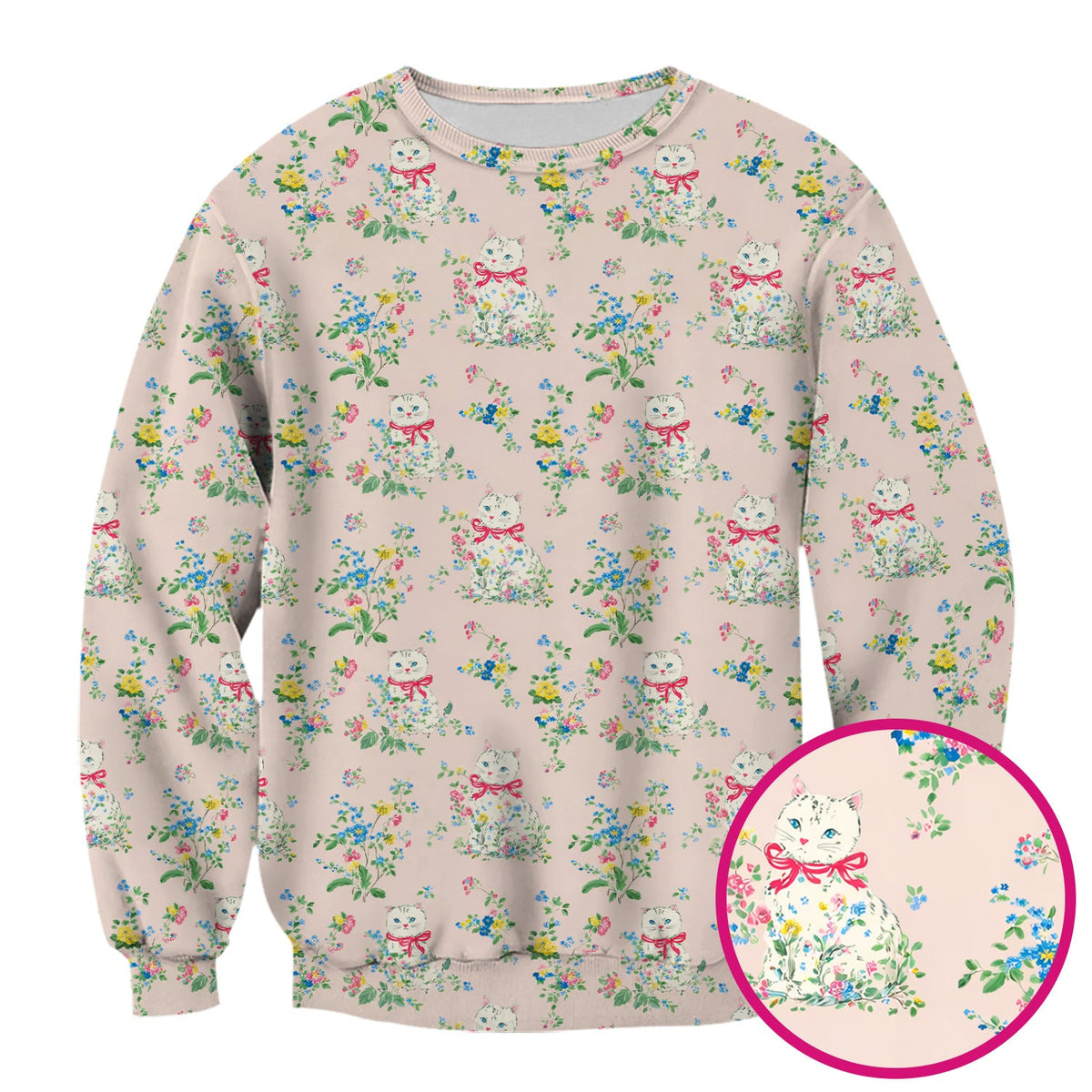 Vintage Floral Cat Nurse Scrub Top
