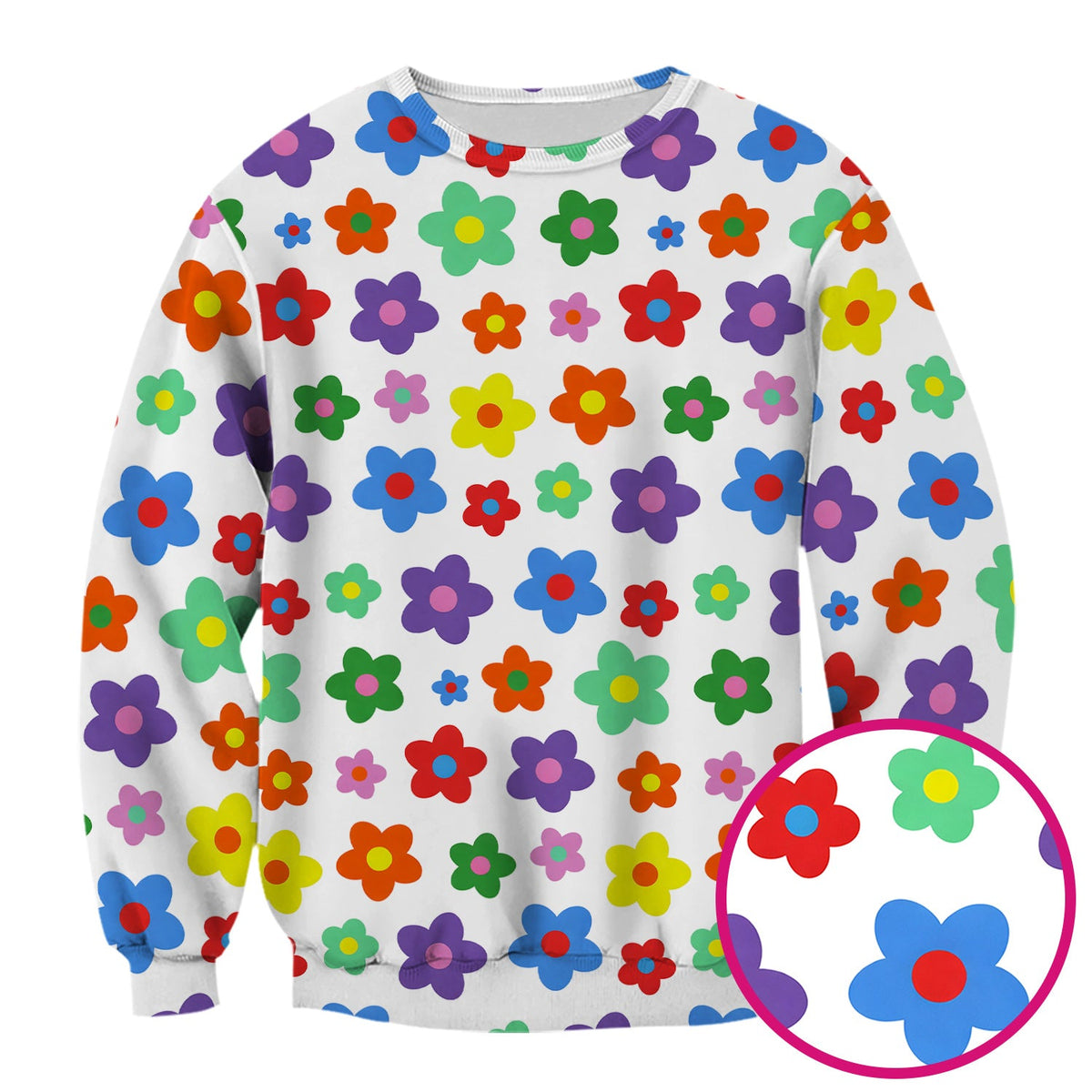 Colorful Retro Flower Nurse Scrub Top
