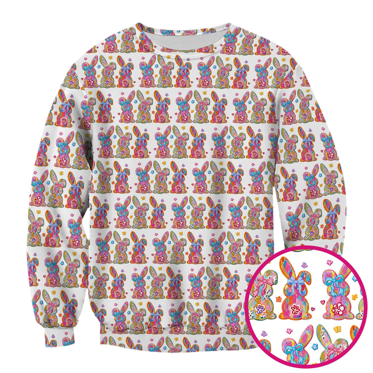 Cute Pastel Bunny Floral Pattern Scrub Top, Comfortable Scrubs for Nurses, Easter