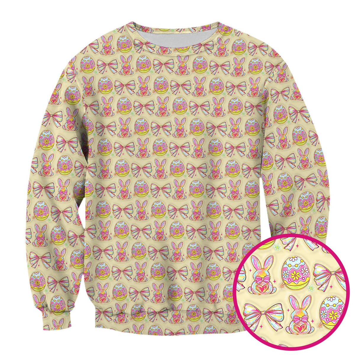 Bunny Pastel Egg Bow Nurse Scrub Top - Easter Gift