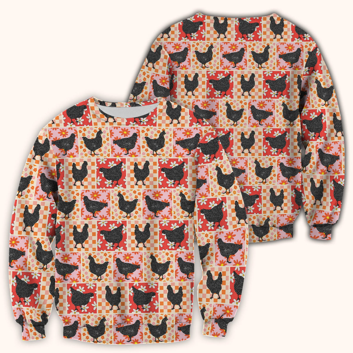 Chicken Patchwork Floral Nurse Scrub Top