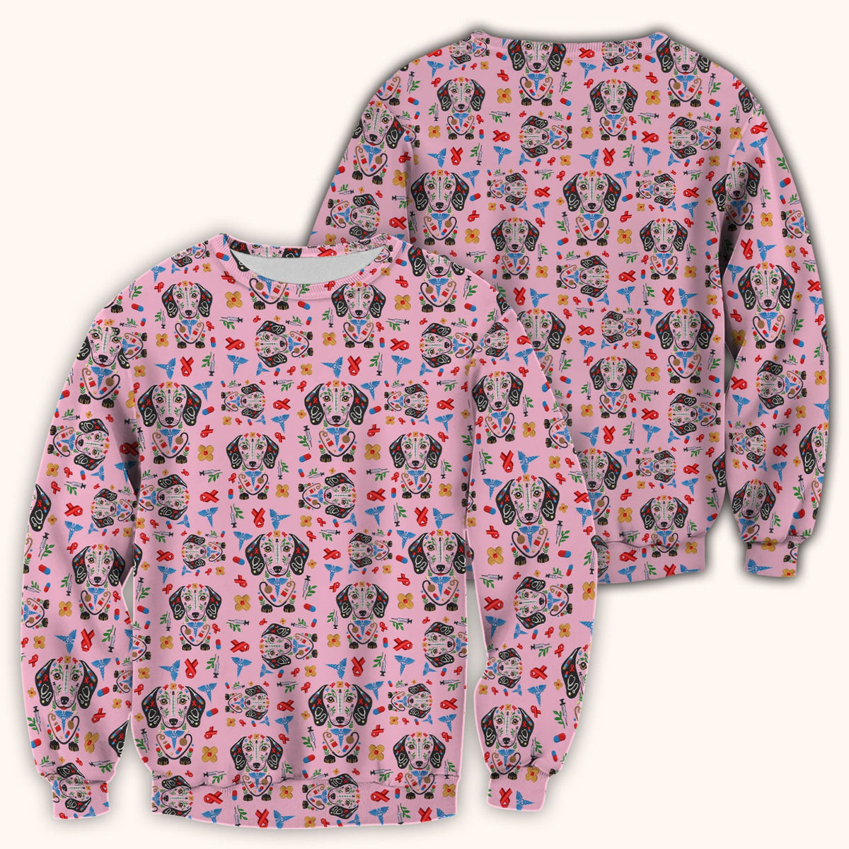 Dachshund Medical Icon Nurse Scrub Top