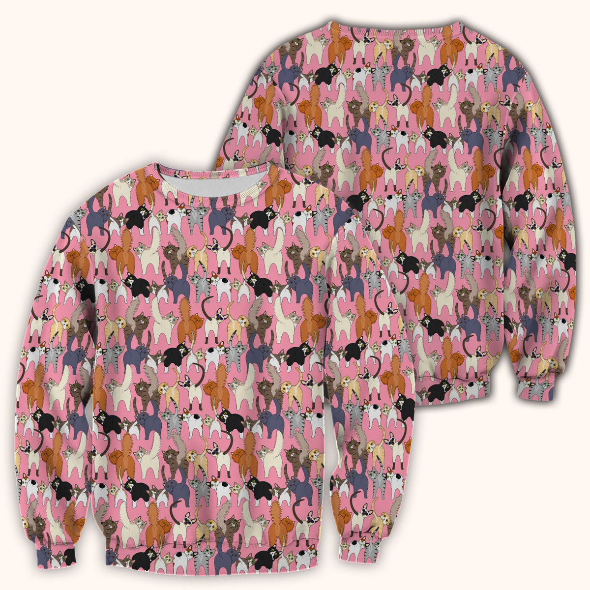 Whimsical Multicolor Cat Cartoon Nurse Scrub Top