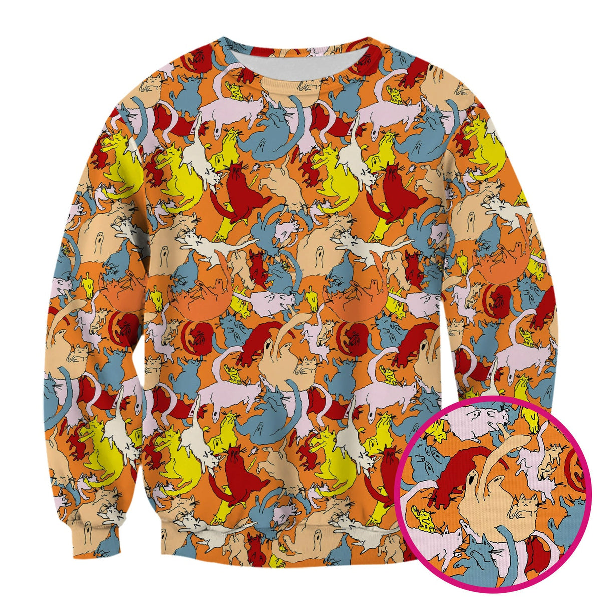 Colorful Cat Chaos Illustration Nurse Scrub Top