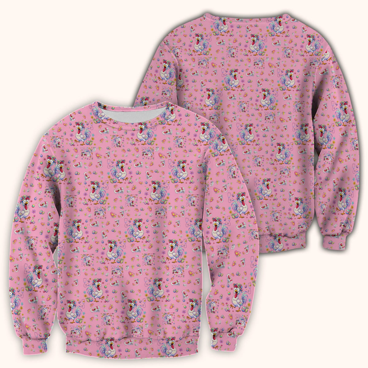 Funny Easter Nurse Chicken Pattern Scrub Top, Comfortable Scrubs for Nurses