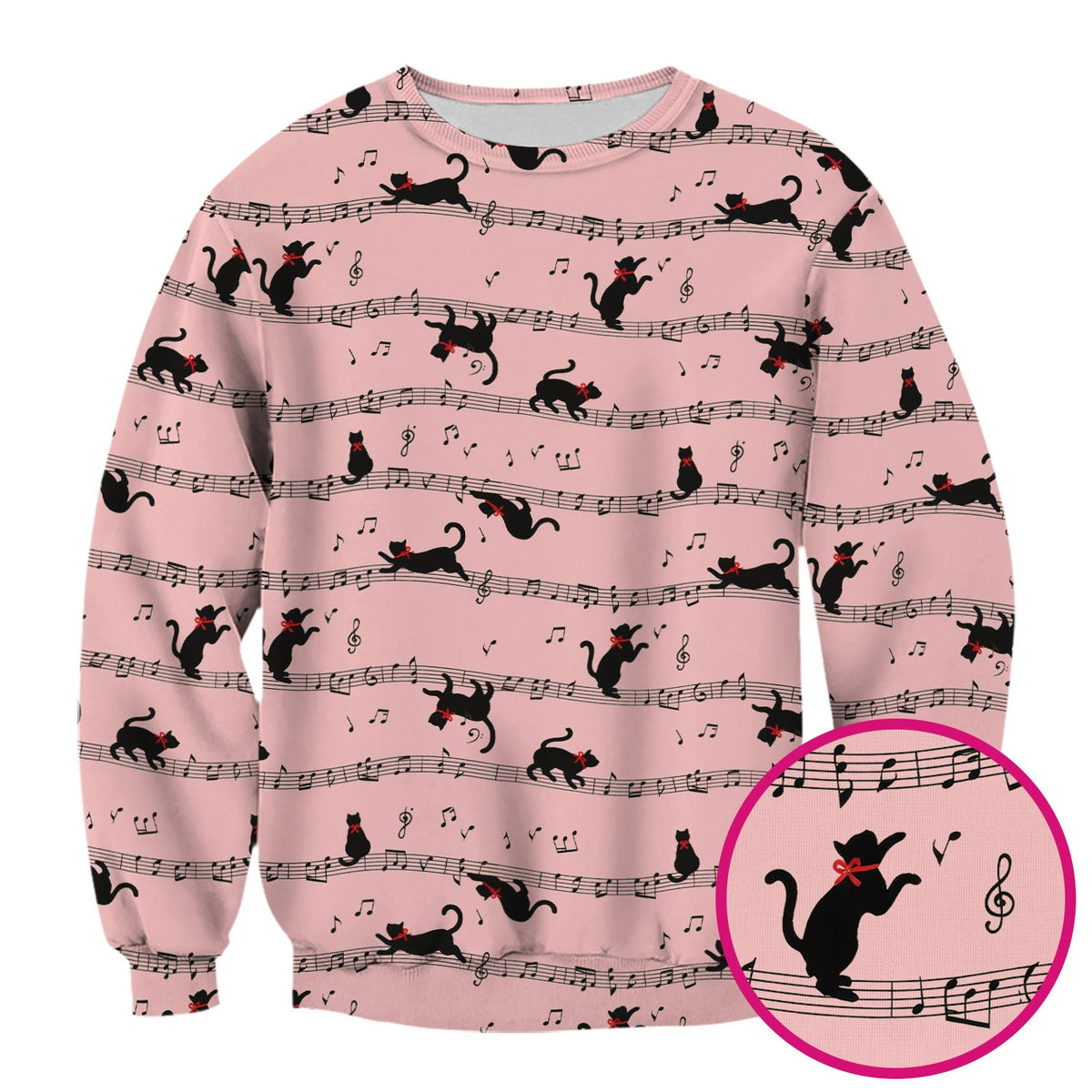 Dancing Black Cat Music Nurse Scrub Top